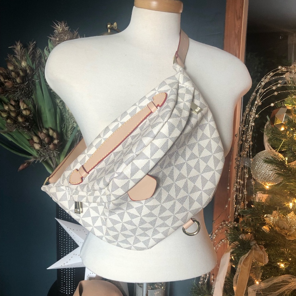 Faux Leather Cream and Tan Bag